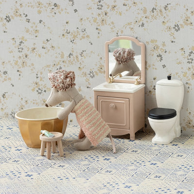 Maileg Mouse Sink Dresser With Mirror - Powder