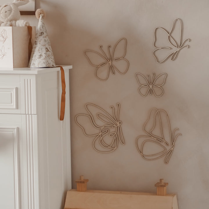 Wooden Wall Butterflies - Set Of 6