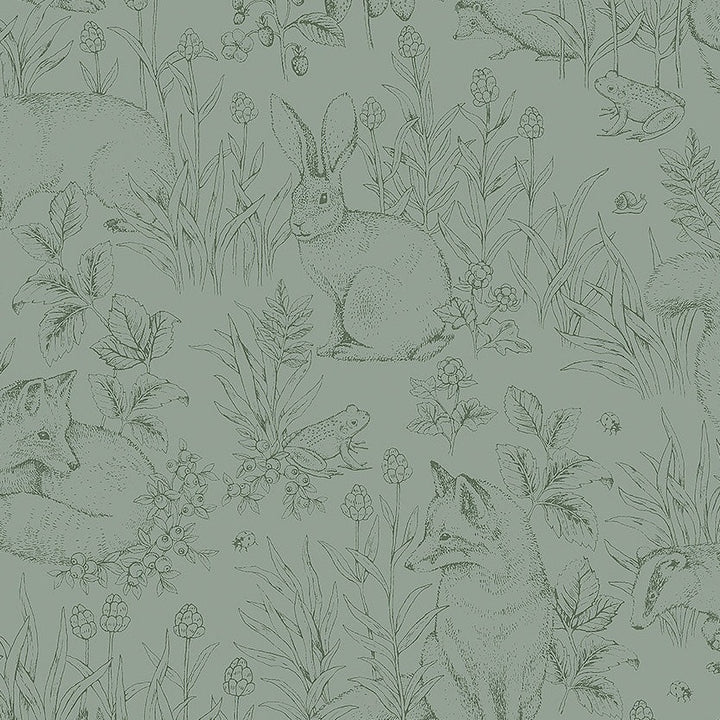 Borastapeter Wallpaper - Forest Friends Green