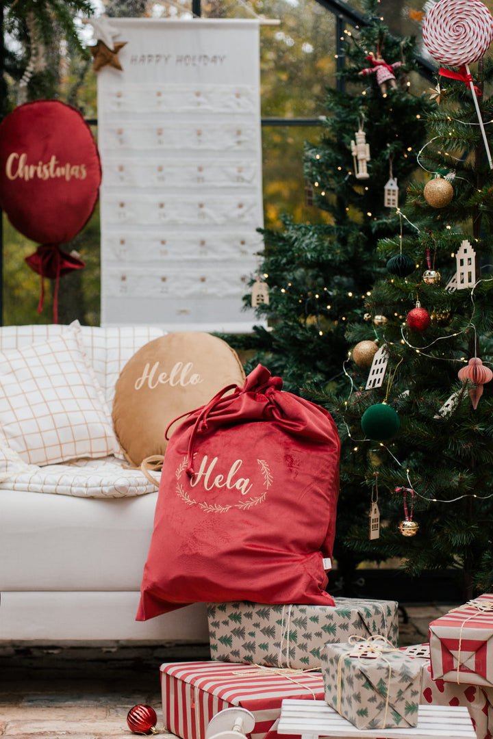 Personalised Red Velvet Christmas Bag