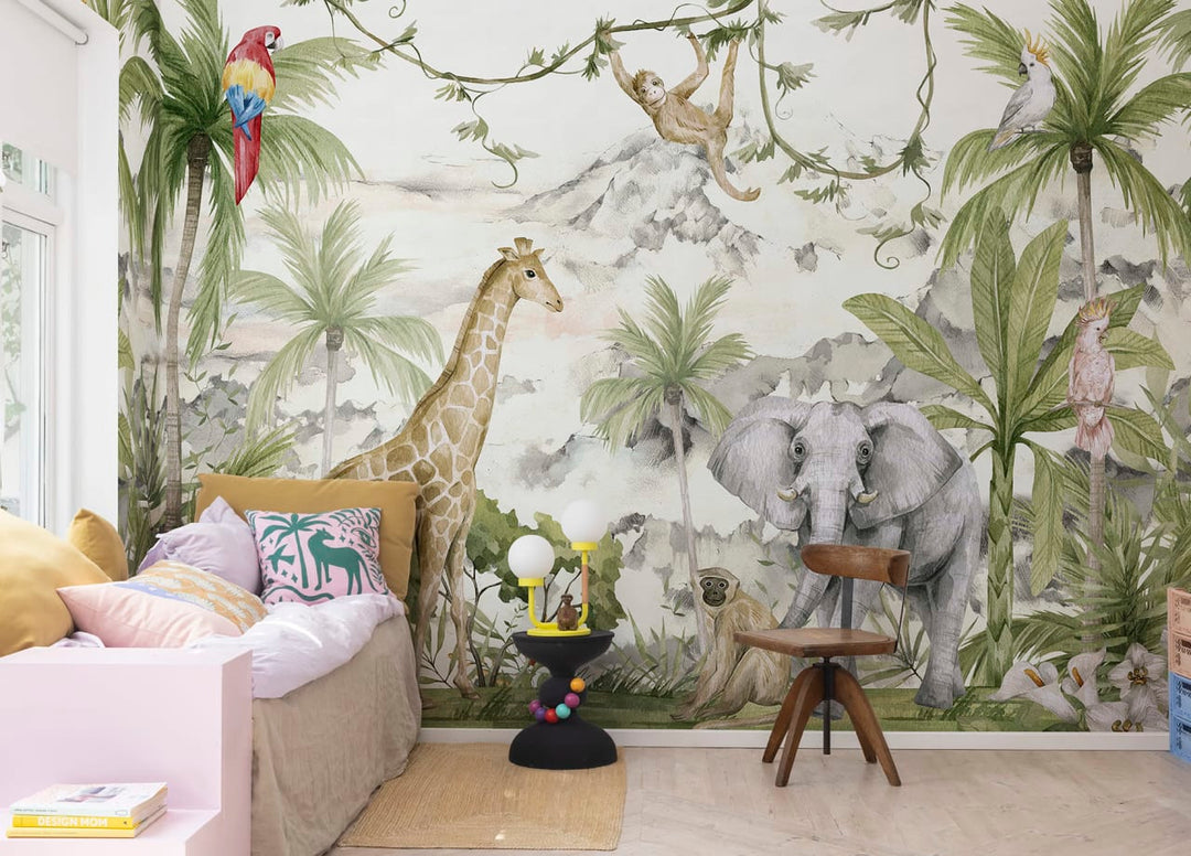 Kids Custom Wall Mural - Jungle Friends