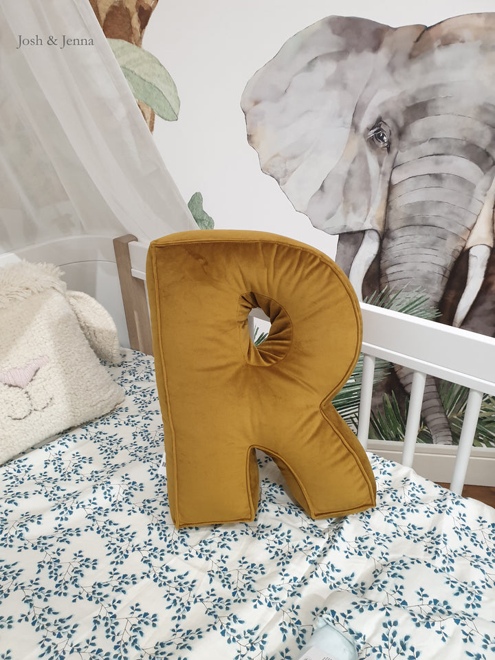 Velvet Letter Cushion - R (Various Colours)