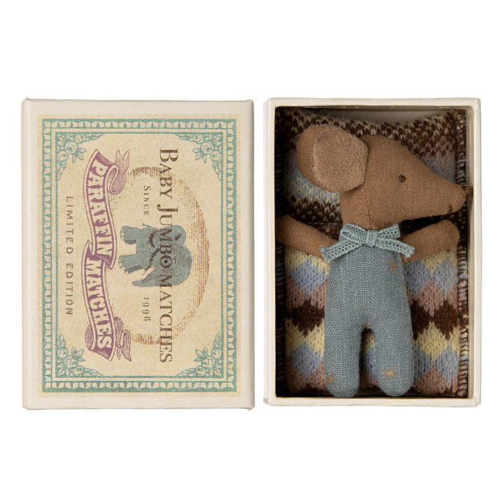 NEW Maileg Sleepy Baby Mouse In A Matchbox - Boy