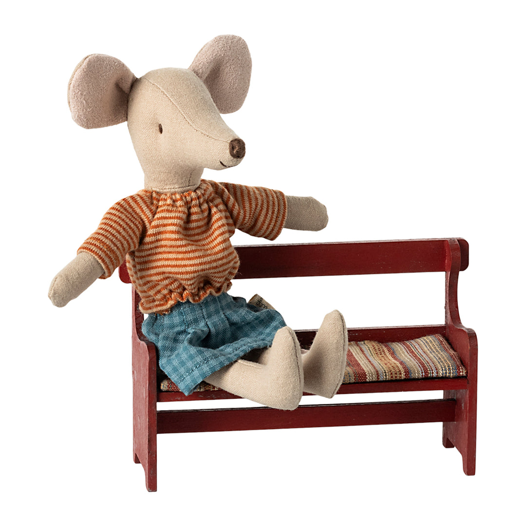 New Maileg Mouse Bench- Red