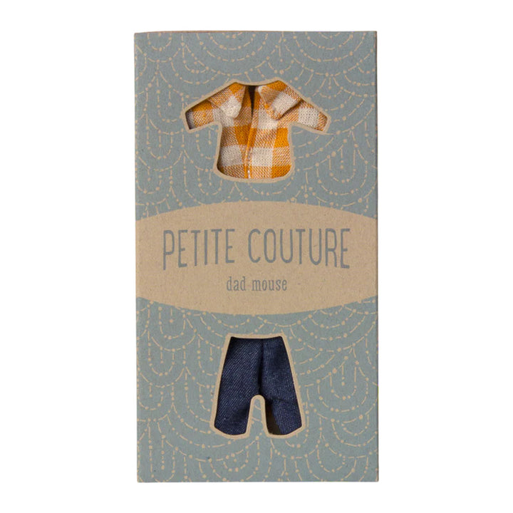 Maileg Yellow Check Shirt & Pants - Dad Mouse