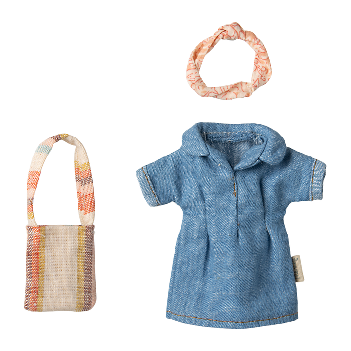 Maileg Mouse Mum Clothes - Denim Dress & Bag