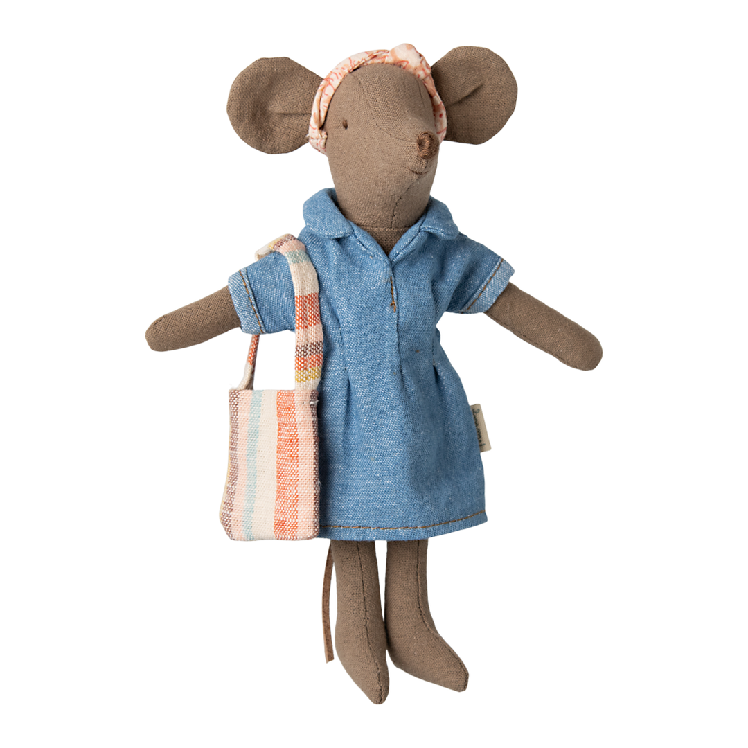 Maileg Mouse Mum Clothes - Denim Dress & Bag