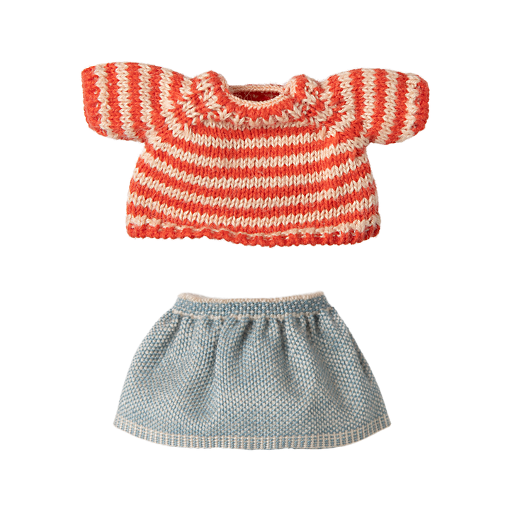 Maileg Mouse Big Sister Clothes - Knitted Sweater & Skirt