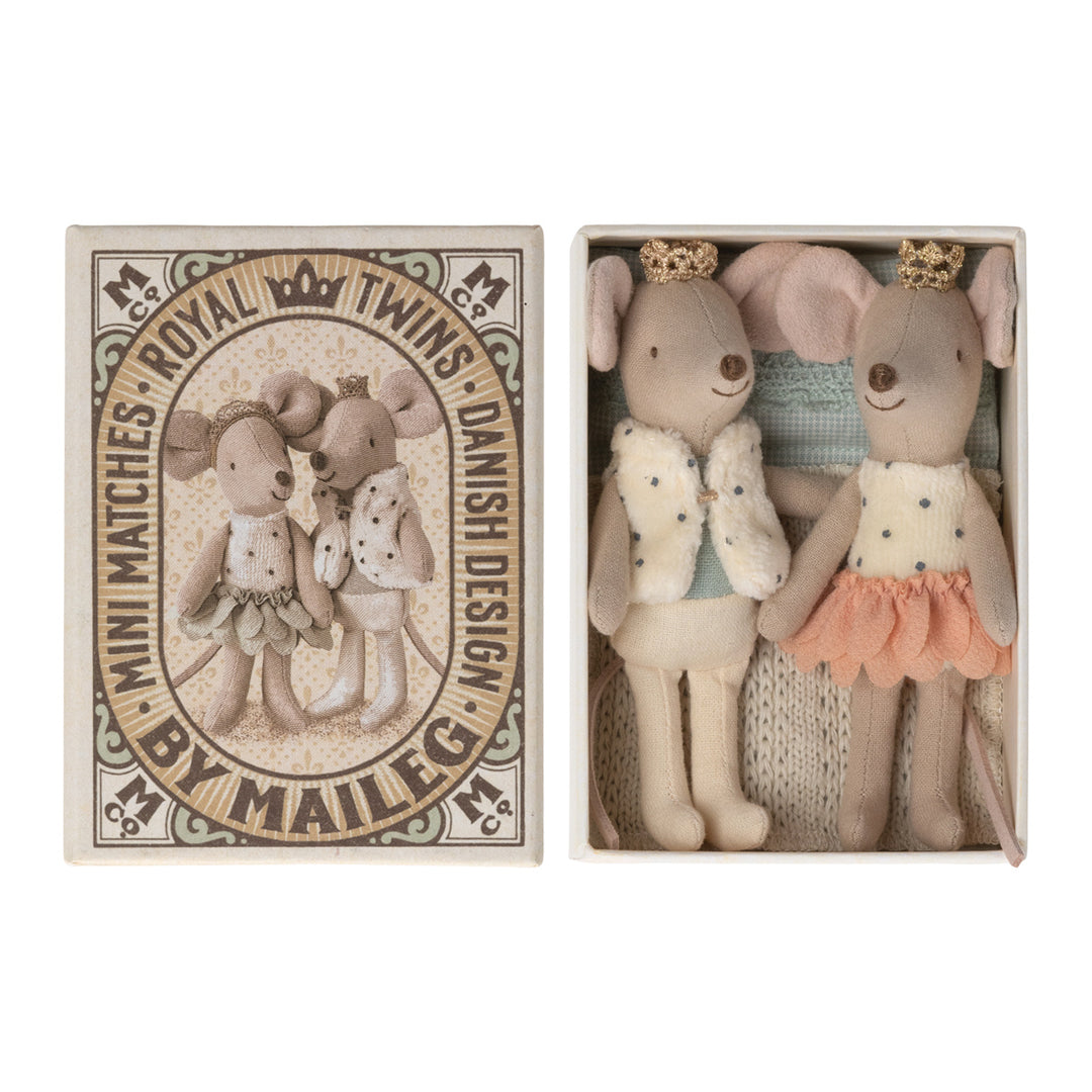 NEW Maileg Royal Twin Mice In A Matchbox