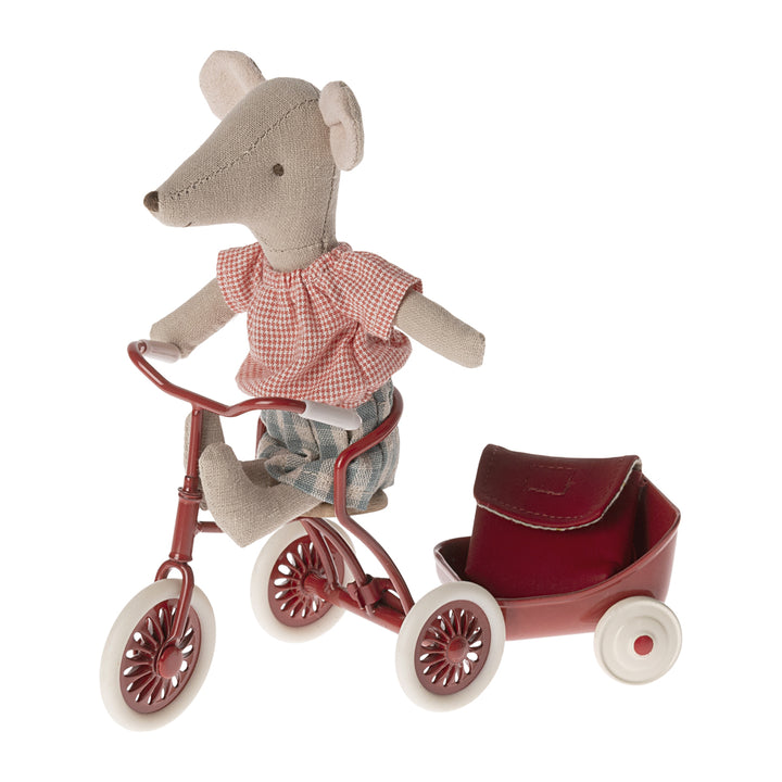 Nouveau tricycle Maileg Big Sister Mouse avec sac - Rouge