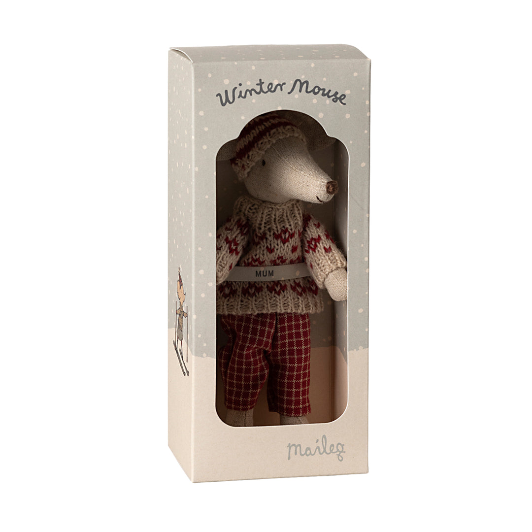 Maileg Winter Mouse With Ski Set - Mum