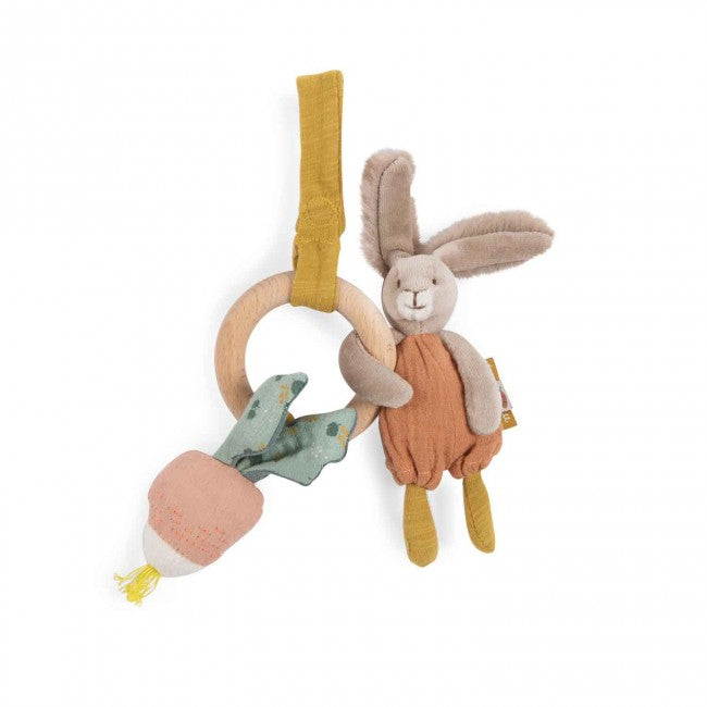 Moulin Roty Wooden Rabbit Ring Rattle - Trois Petite Lapins