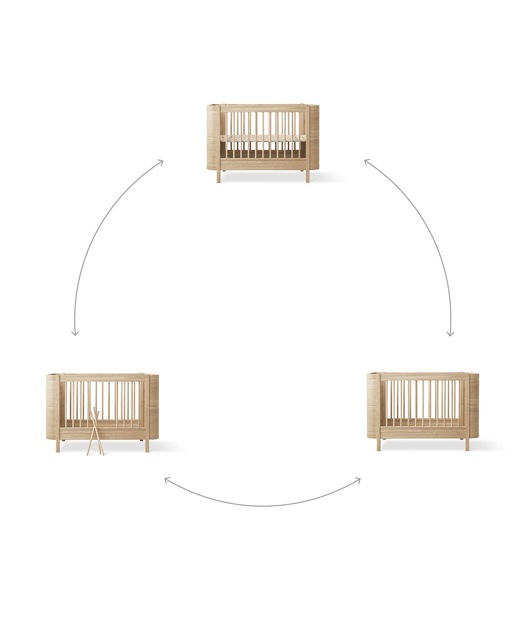 Wood Mini+ Cot Bed Excl. Junior Kit - Oak