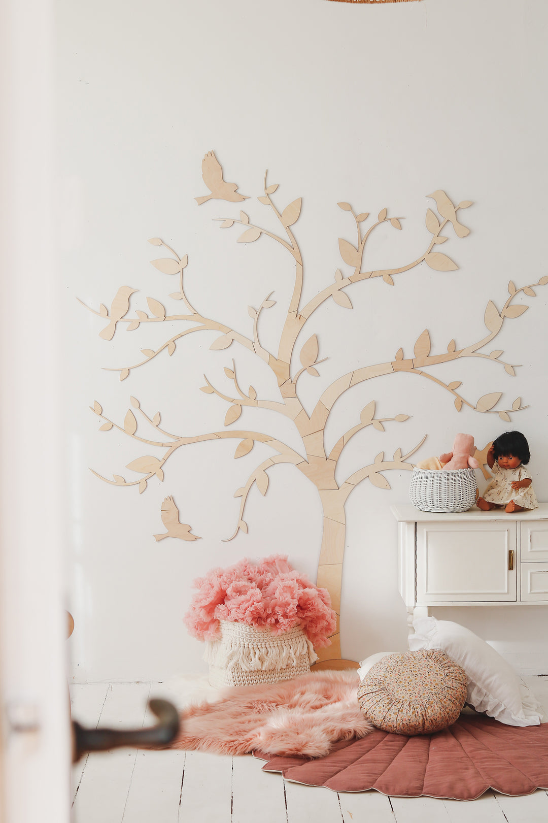 Wooden Wall Tree with Birds