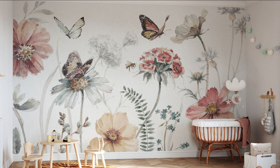 Kids Custom Wall Mural - Wild Flowers