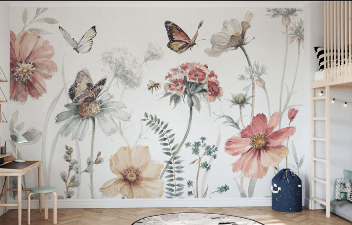 Kids Custom Wall Mural - Wild Flowers