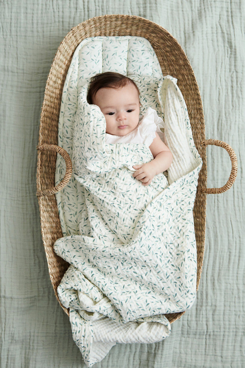 Cam Cam Copenhagen Organic Swaddle Light - Green Leaves