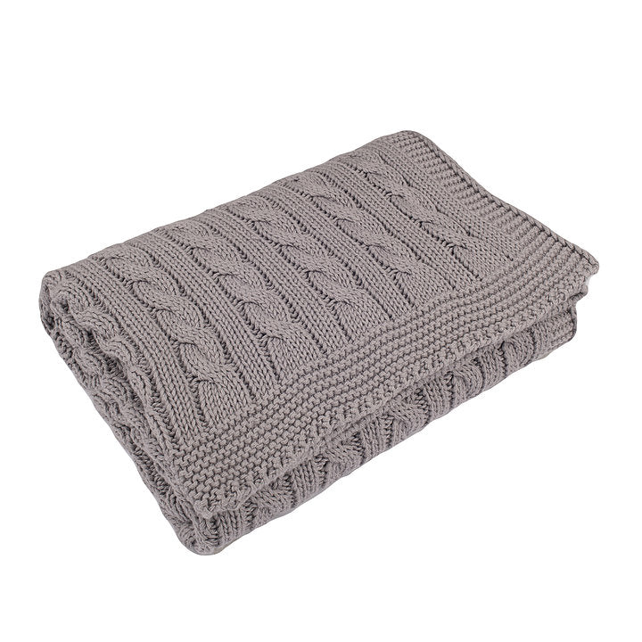 Couverture pour bébé en coton tricoté torsadé - Hound Grey