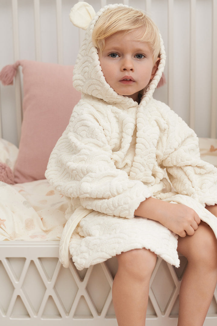 Cam Cam Hooded Organic Baby Bear Bathrobe - Ivory