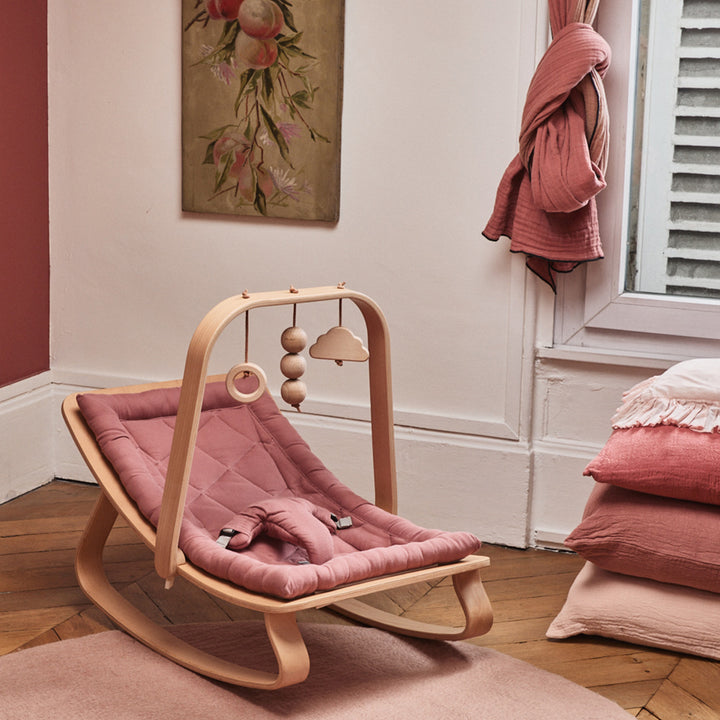 Chaise à bascule Charlie Crane Levo - Hêtre + Coussin Bois de Rose