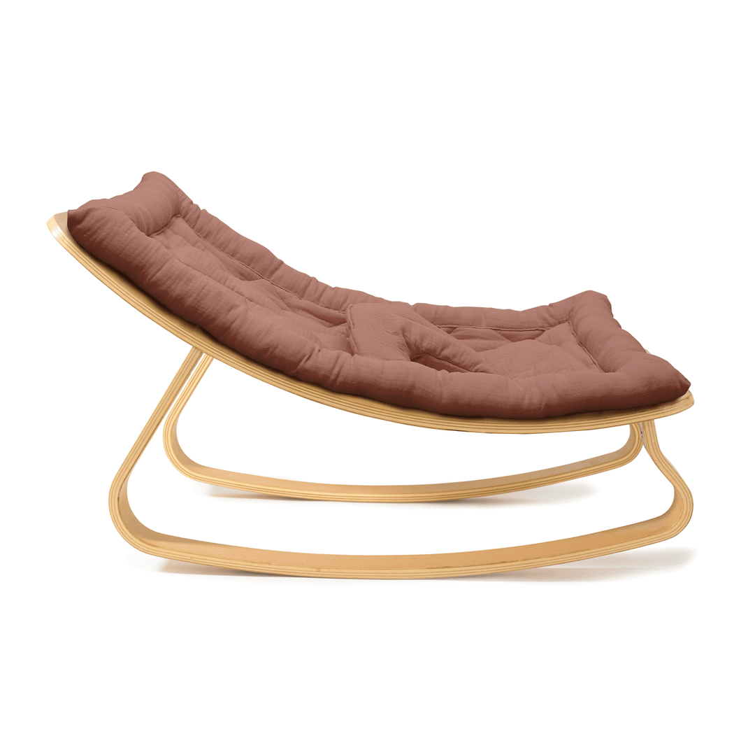 Chaise à bascule Charlie Crane Levo - Hêtre + Coussin Bois de Rose