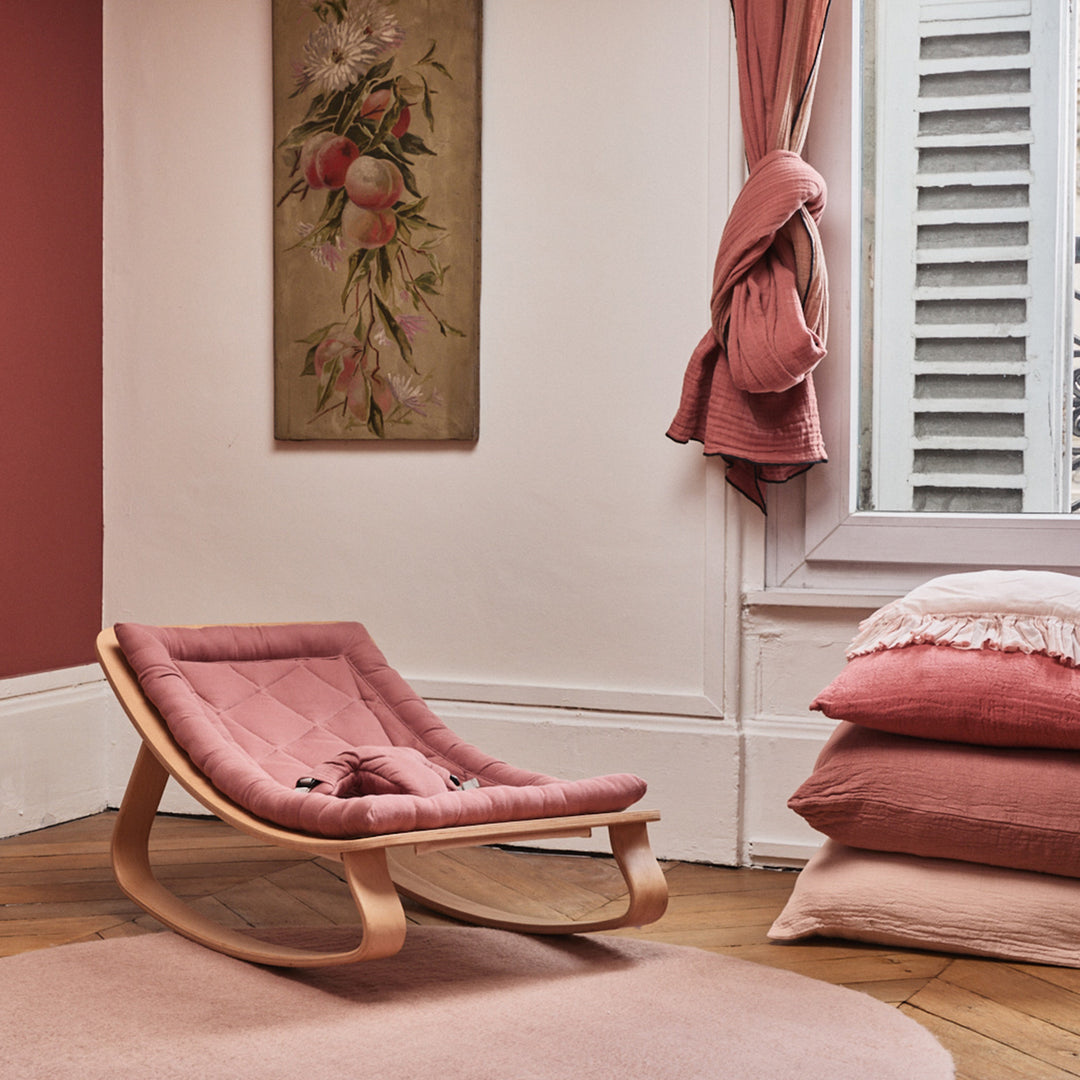 Chaise à bascule Charlie Crane Levo - Hêtre + Coussin Bois de Rose