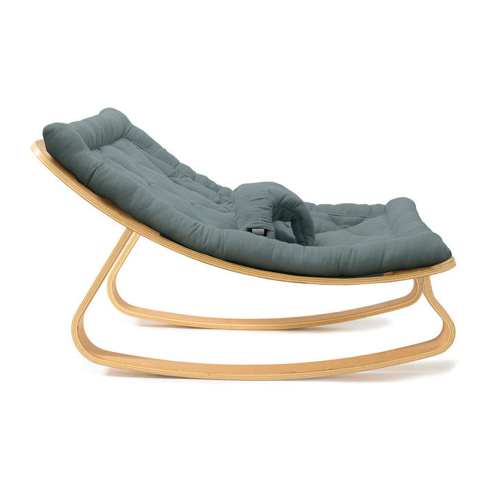 Chaise à bascule pour bébé Charlie Crane Levo - Hêtre + coussin Orage