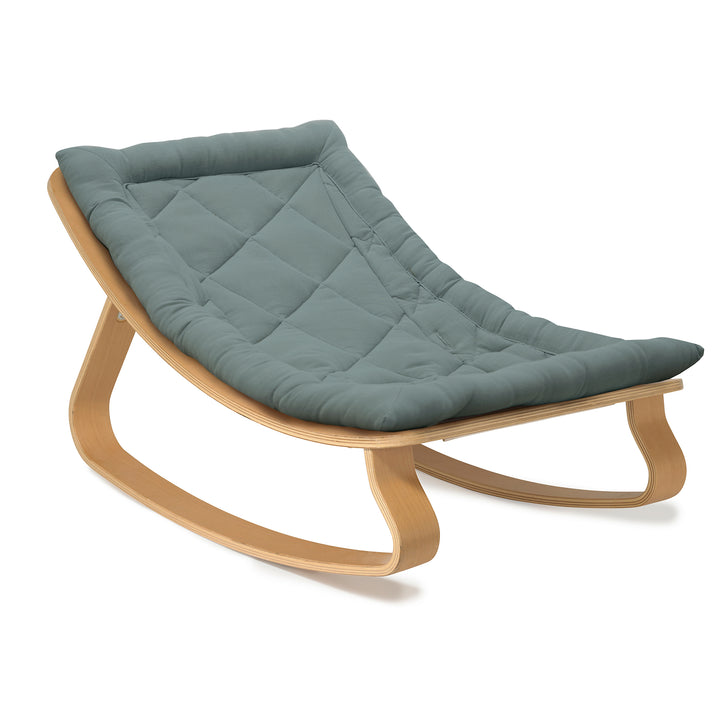 Chaise à bascule pour bébé Charlie Crane Levo - Hêtre + coussin Orage