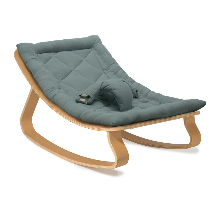 Chaise à bascule pour bébé Charlie Crane Levo - Hêtre + coussin Orage