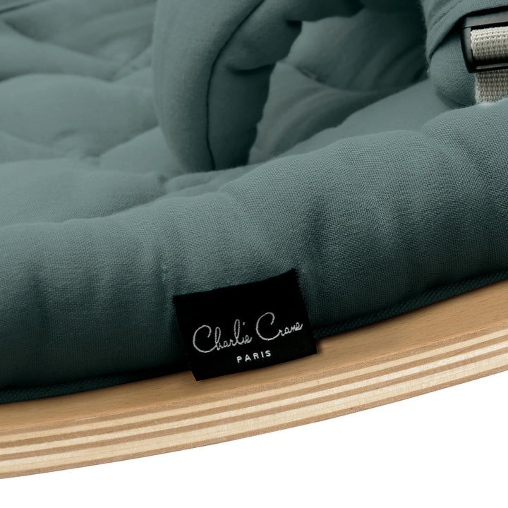 Chaise à bascule pour bébé Charlie Crane Levo - Hêtre + coussin Orage