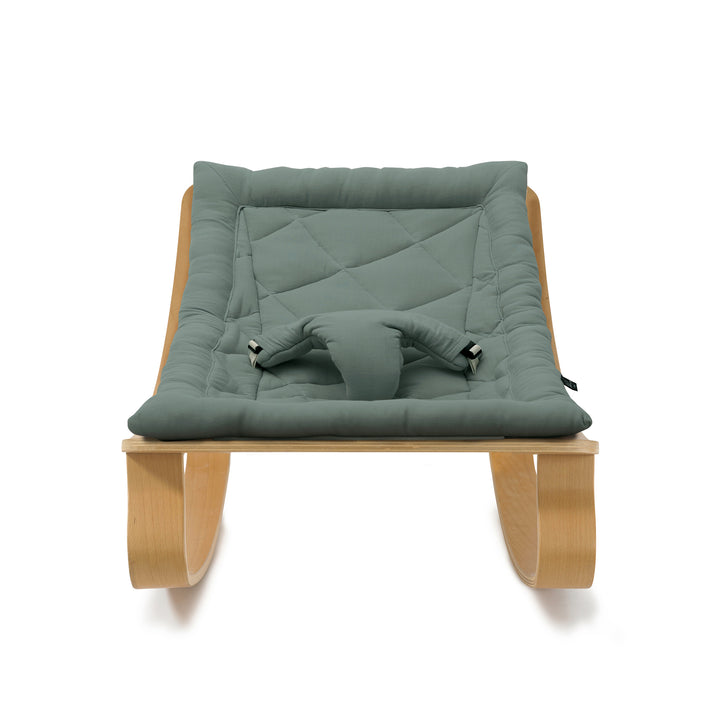 Chaise à bascule pour bébé Charlie Crane Levo - Hêtre + coussin Orage