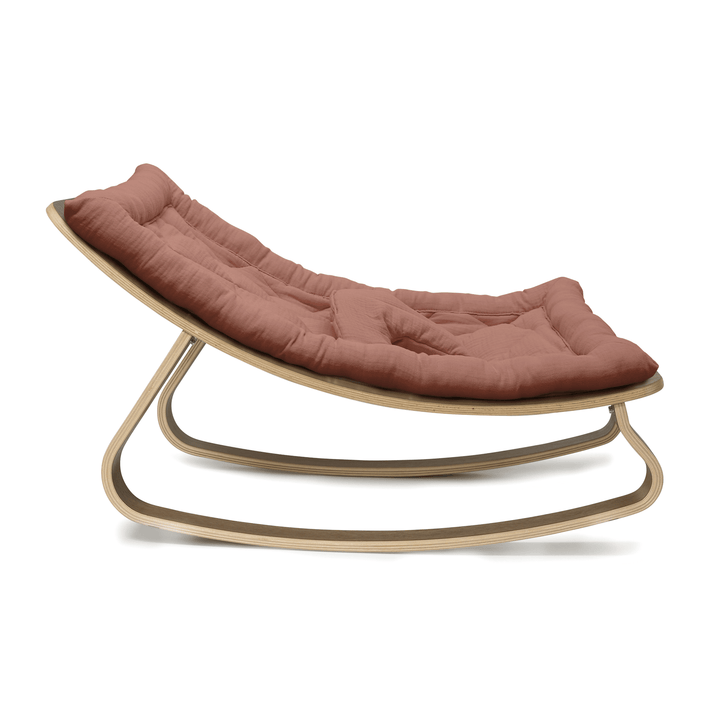 Chaise à bascule Charlie Crane Levo - Noyer + Coussin Bois de Rose