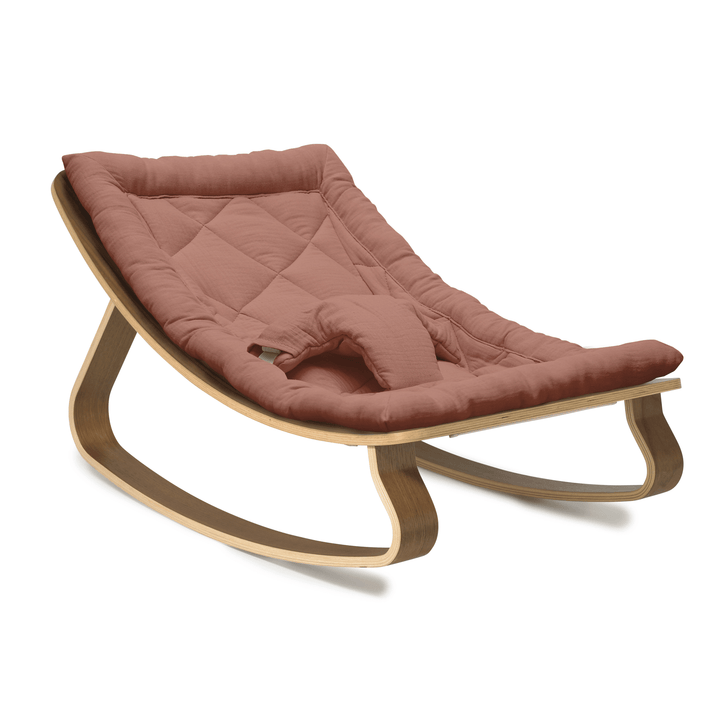 Chaise à bascule Charlie Crane Levo - Noyer + Coussin Bois de Rose