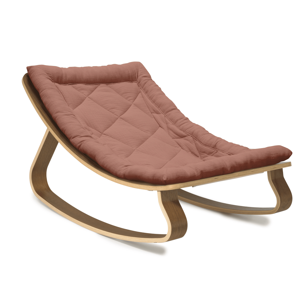 Charlie Crane Levo Baby Rocker - Walnut + Bois de Rose Cushion