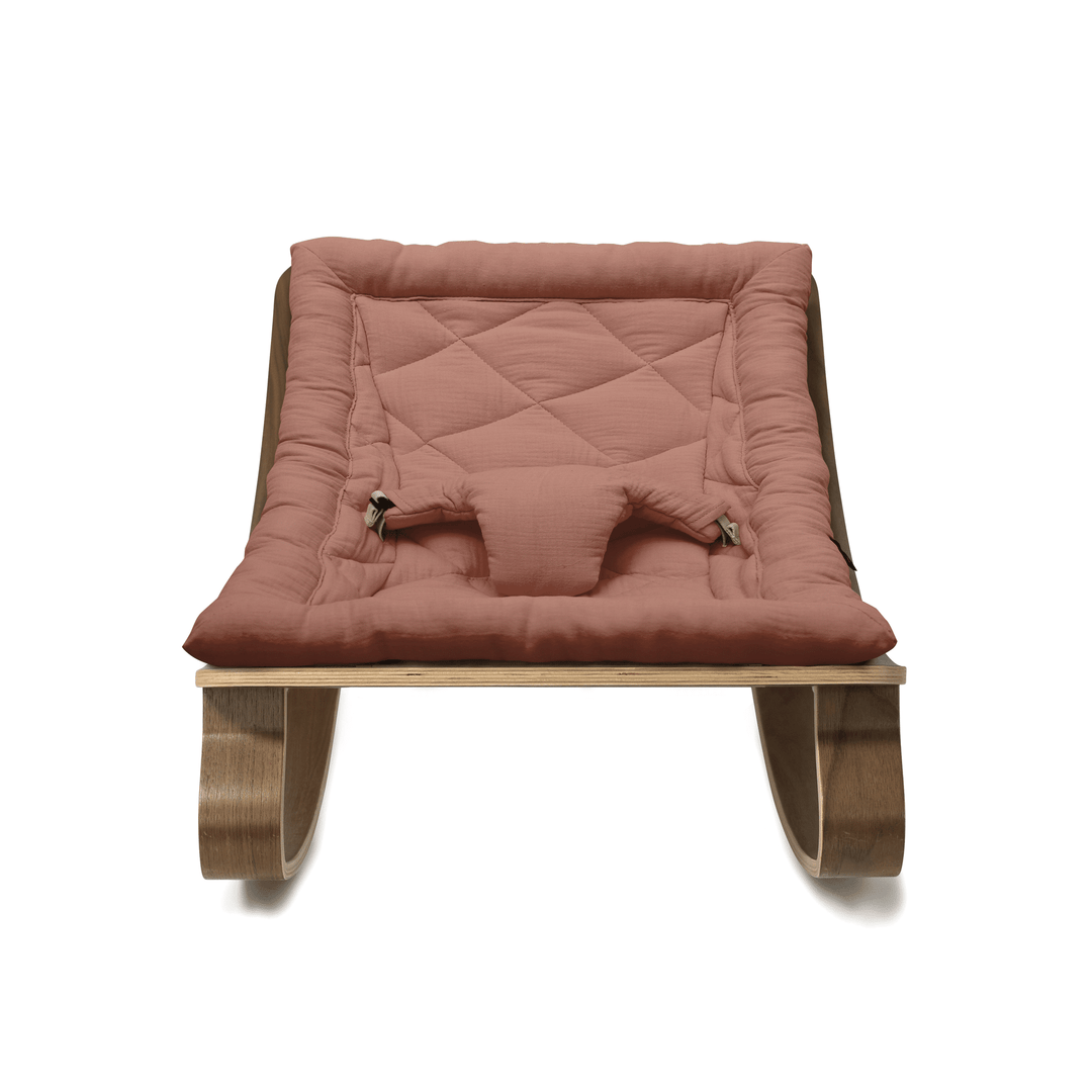 Chaise à bascule Charlie Crane Levo - Noyer + Coussin Bois de Rose