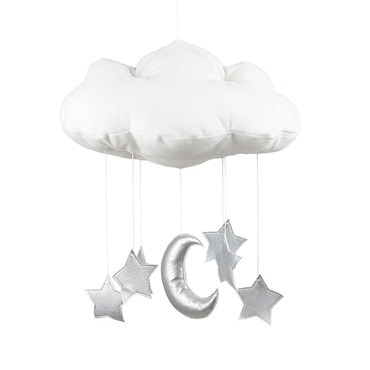 Cotton & Sweets Cloud Mobile - Silver Moon & Stars