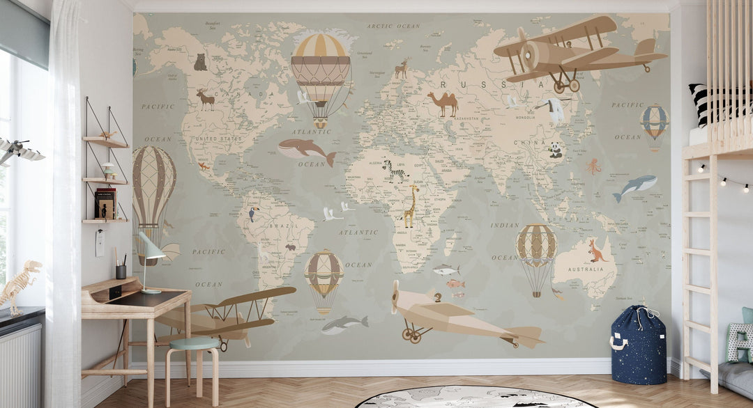 Kids Custom Wall Mural - Explore The World