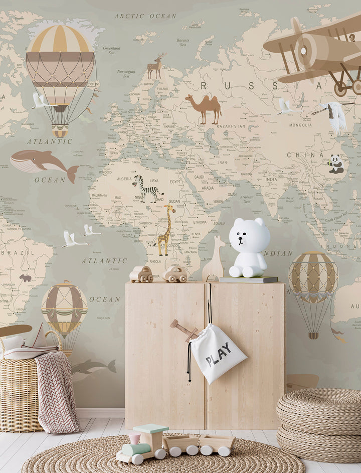 Kids Custom Wall Mural - Explore The World