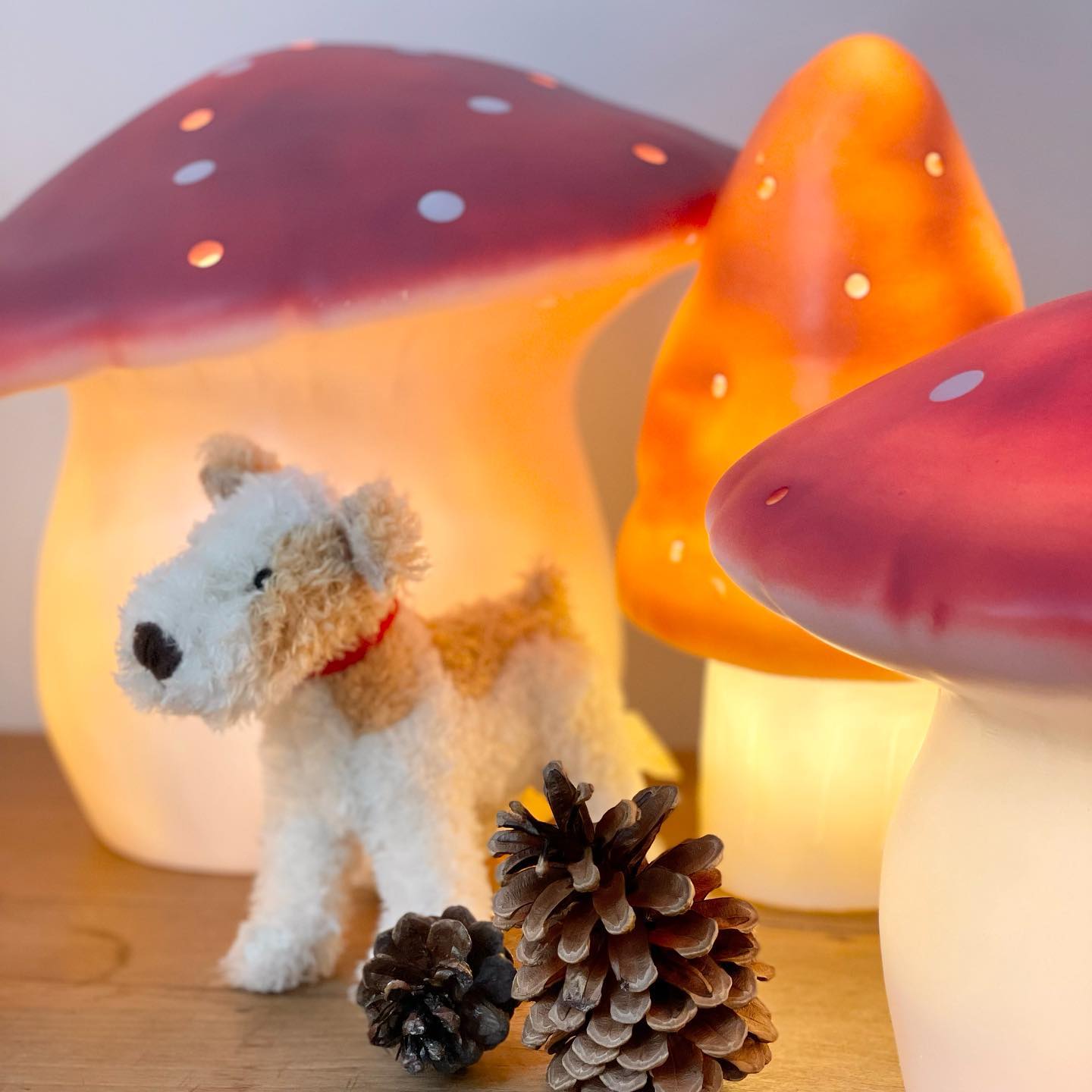 Heico - Germany, vintage hand-painted high-quality plastic mushroom store lamp, night lamp, gives a soft mood light, 90s