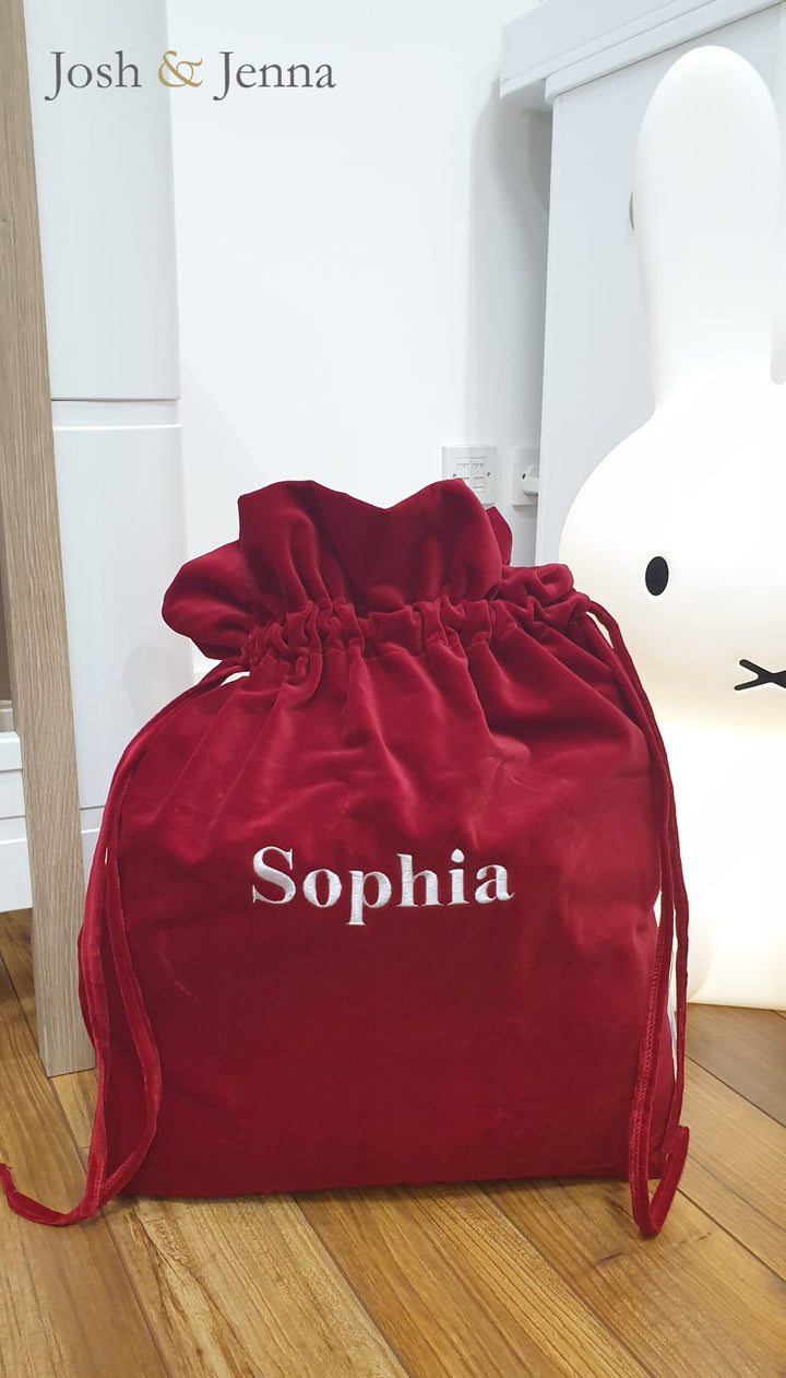 Personalised Luxurious Velvet Christmas Sack - Red