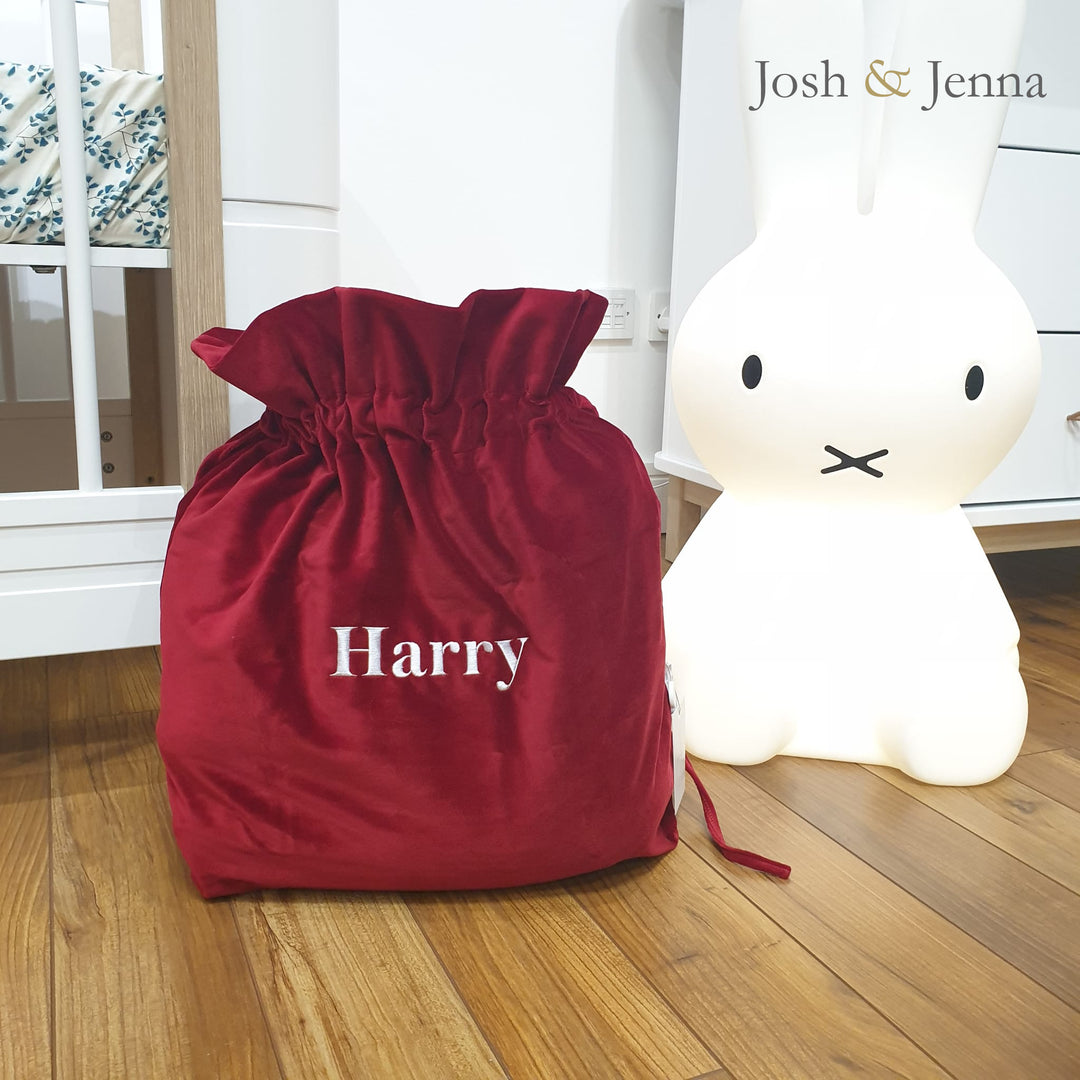 Personalised Luxurious Velvet Christmas Sack - Red