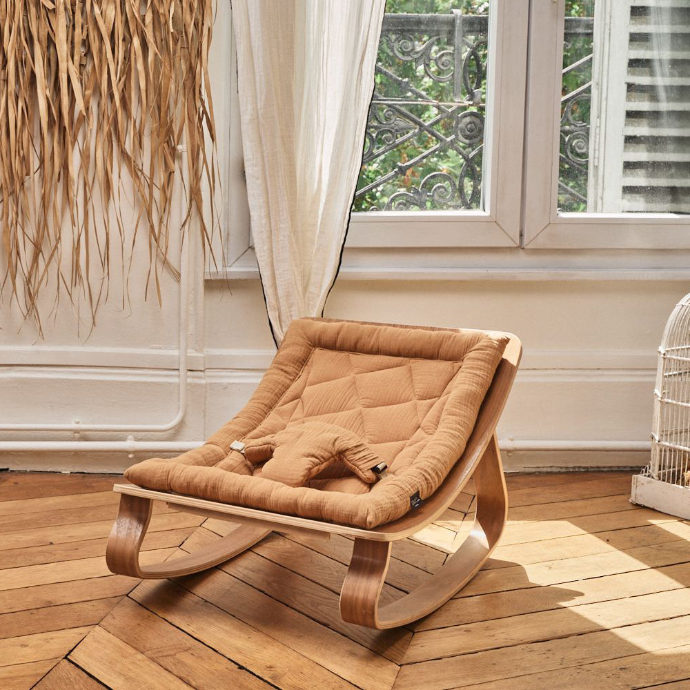 Charlie Crane Levo Baby Rocker - Walnut + Caramel Cushion