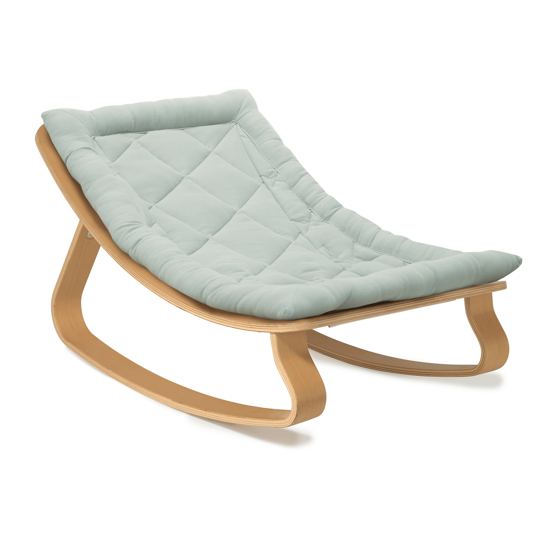 Chaise à bascule pour bébé Charlie Crane Levo - Hêtre + coussin Farrow biologique