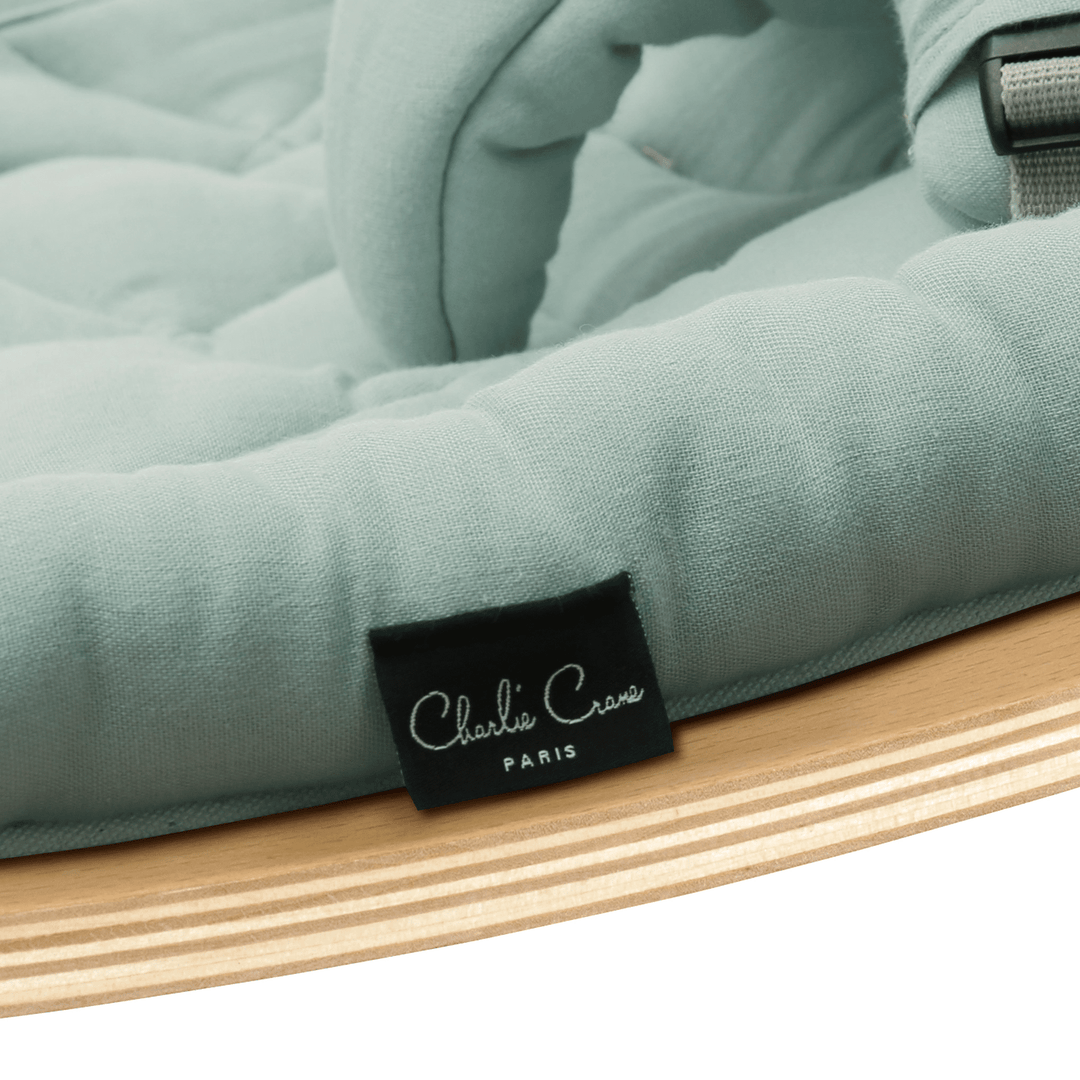 Chaise à bascule pour bébé Charlie Crane Levo - Hêtre + coussin Farrow biologique