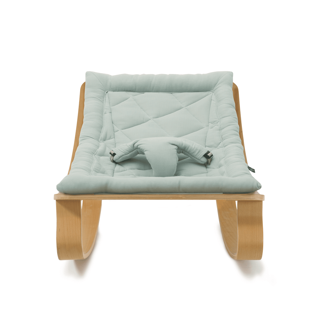 Chaise à bascule pour bébé Charlie Crane Levo - Hêtre + coussin Farrow biologique