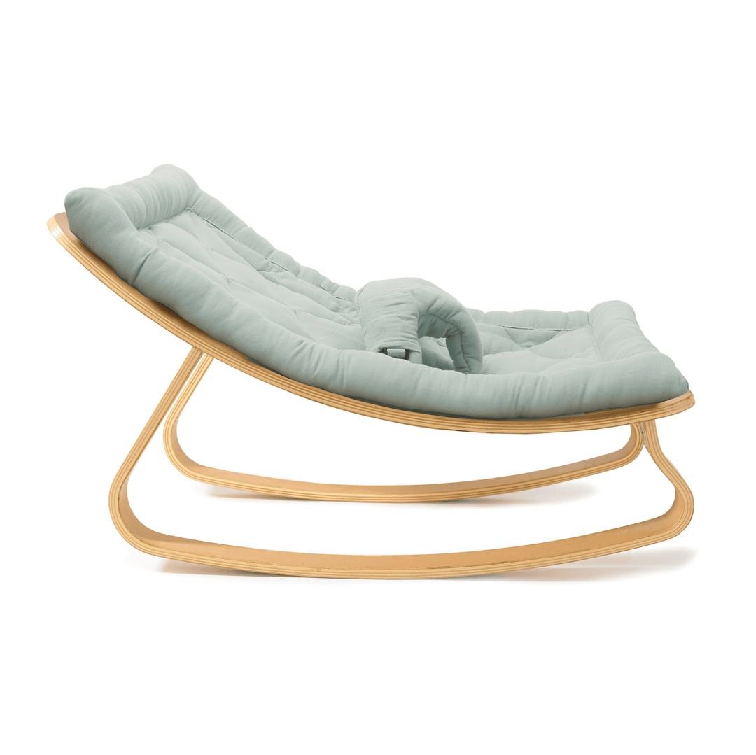 Chaise à bascule pour bébé Charlie Crane Levo - Hêtre + coussin Farrow biologique