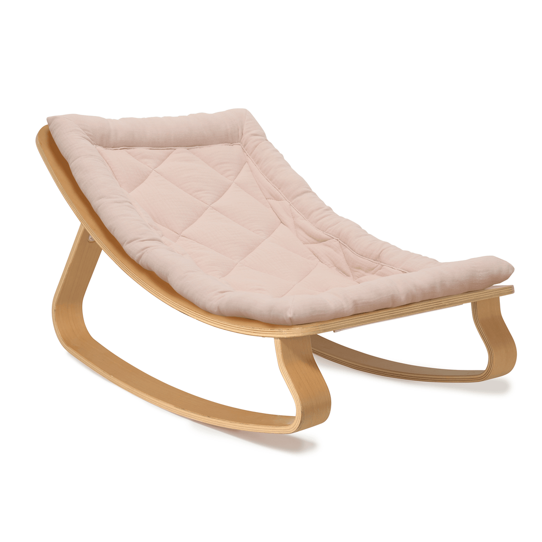 Charlie Crane Levo Baby Rocker - Beech + Nude Pink Cushion