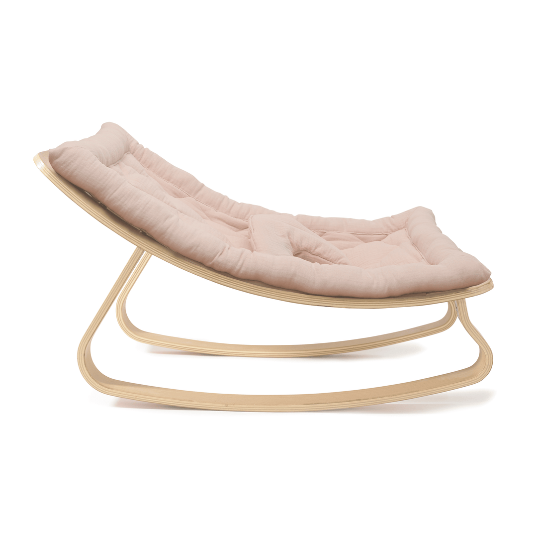 Charlie Crane Levo Baby Rocker - Beech + Nude Pink Cushion