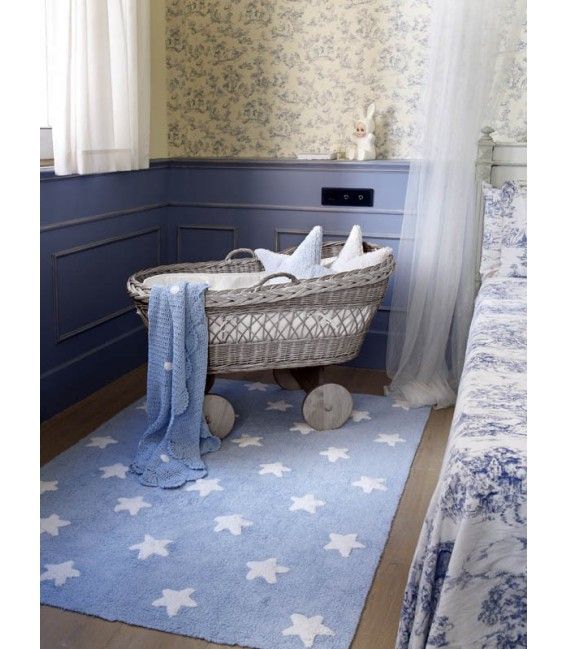 Lorena Canals Machine Washable Rug - Stars Blue/White