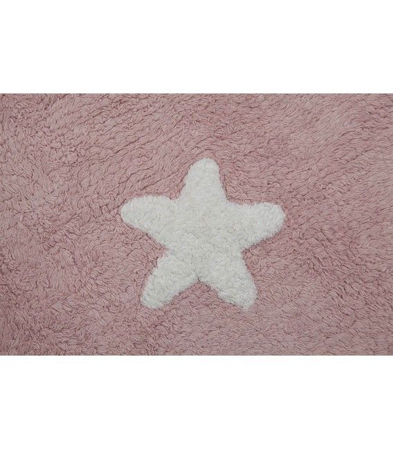 Tapis lavable en machine Lorena Canals - Étoiles rose/blanc